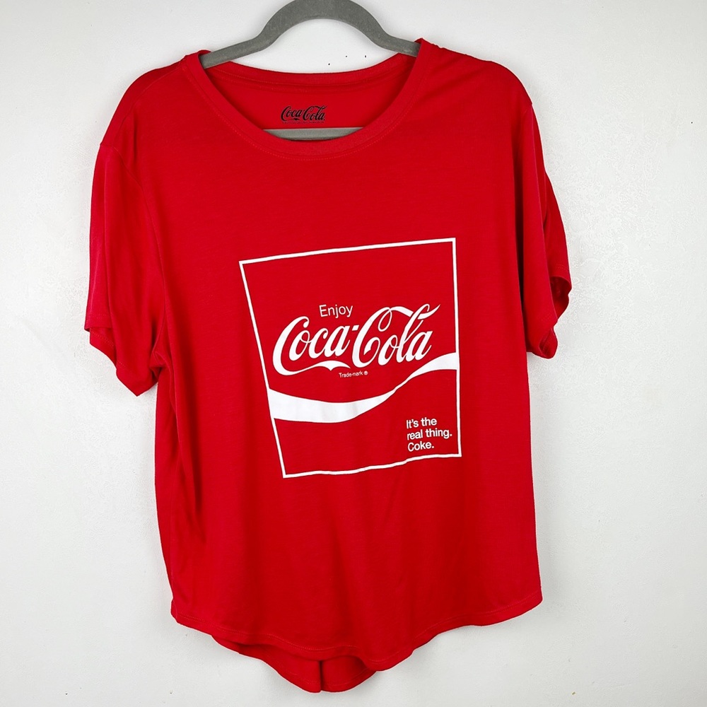 Coco-cola Womens Short Sleeve Graphic Tee Red White Size 1X